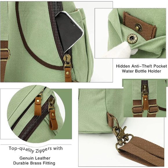 Women Small Casual Canvas Sling Crossbody Shoulder Backpack